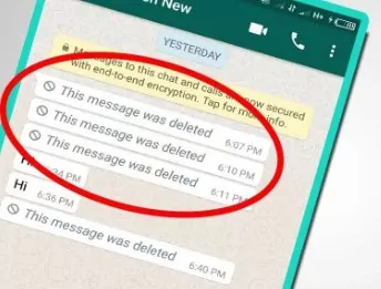 پیام های حذف شده واتساپ